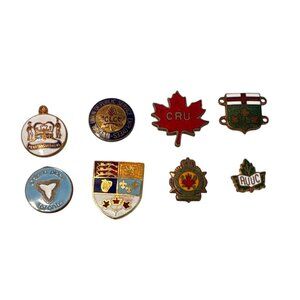 Vintage Canadian Collectible Tokens Lot Of 8 Enamel Metal Various Designs